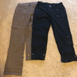 Chico’s 2 Pair cuffed cargo pant sz 0 black khaki